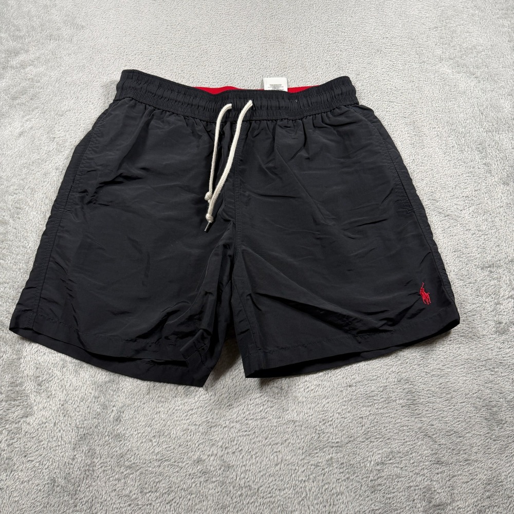 Polo Ralph Lauren Swim Trunks Mens Small Black Pony Mesh Lined Summer Beach